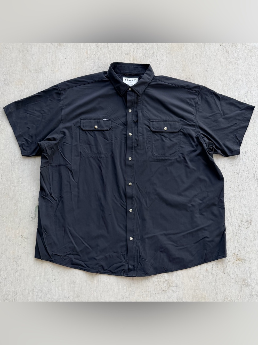 Poncho Burnt End Fishing Outdoor Shirt Men Size 3XL Black Short Sleeve